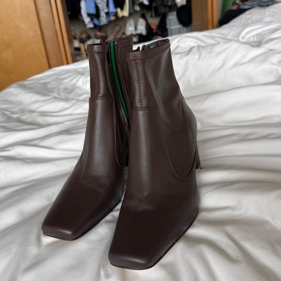 Franco Sarto Dark Brown Heeled Boots - Picture 2 of 5